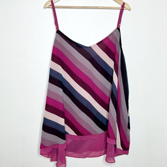 Torrid Diagonal Striped Chiffon Tank Top Womens 5X Colorful Sleeveless Pink - Picture 5 of 5